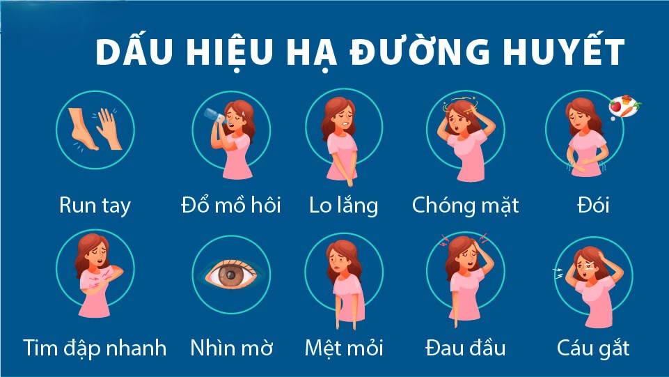  Infographic 10 dấu hiệu nhận biết sớm cơn hạ đường huyết.
